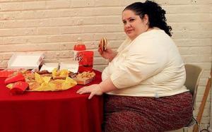 fat woman eating McDonalds