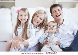 two kids and parents