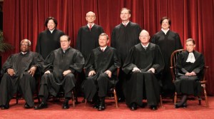 l-R Front Row - Clarence Thomas, Antonin Scalia, John Roberts, Anthony Kennedy and Ruth Bader Ginsgurg Ginsburg. Standing - Sonia Sotomeyer, Stephen Breyer, Samuel Alito and Elena Kagan